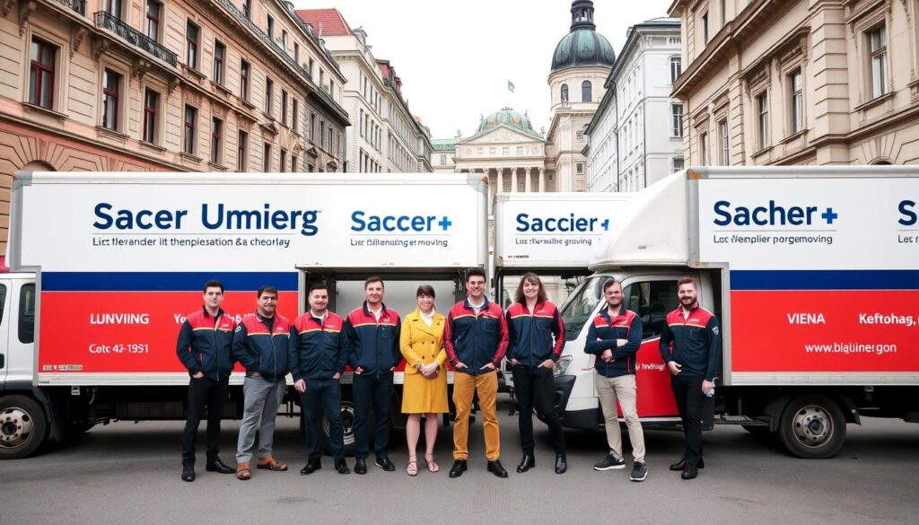 Sacher Umzug Team vor Umzugswagen in Wien